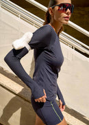 Camiseta Feminina Manga Longa Performance - AZUL