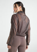 Jaqueta Feminina Cropped Recortada - Marrom
