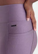 Calça Legging Feminina Bolsos Brilho - Lilas