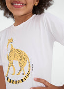 Camiseta Infantil  Feminina Manga Curta Thermodry Oncinha - BRANCO